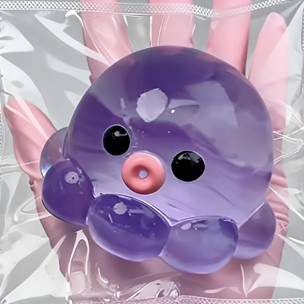 Tik Tok Viral Stress Toy Purple Octopus Squeeze Toy with Pink Mouth